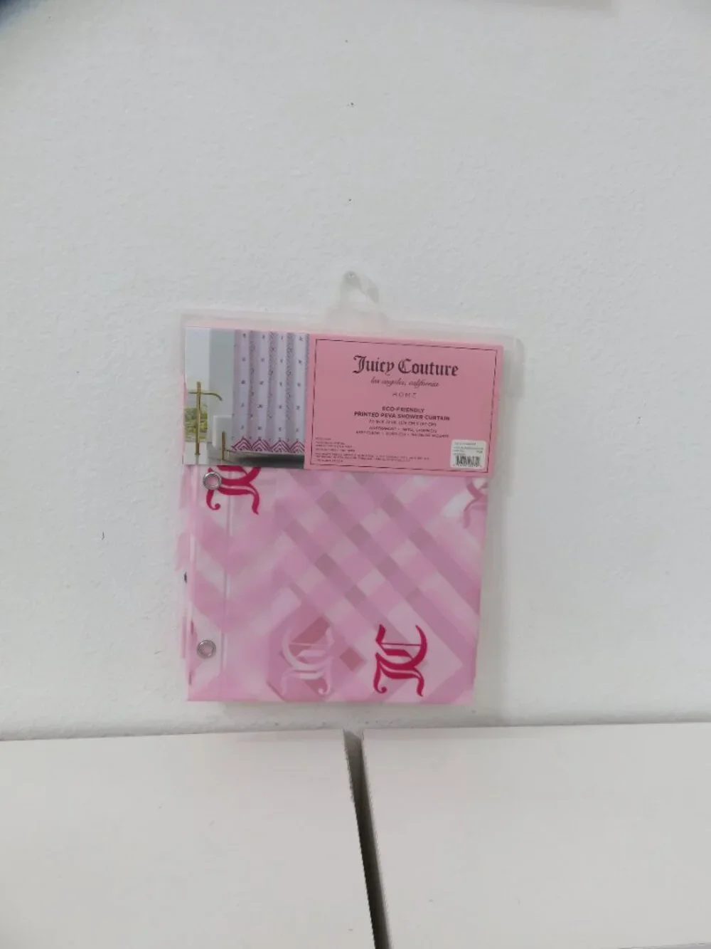 (#134) Juicy Couture PEVA Pink Crown Logo Shower Curtain Liner Bathroom 70x72